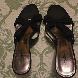 Natasha Couture Black Bow Accent Heels